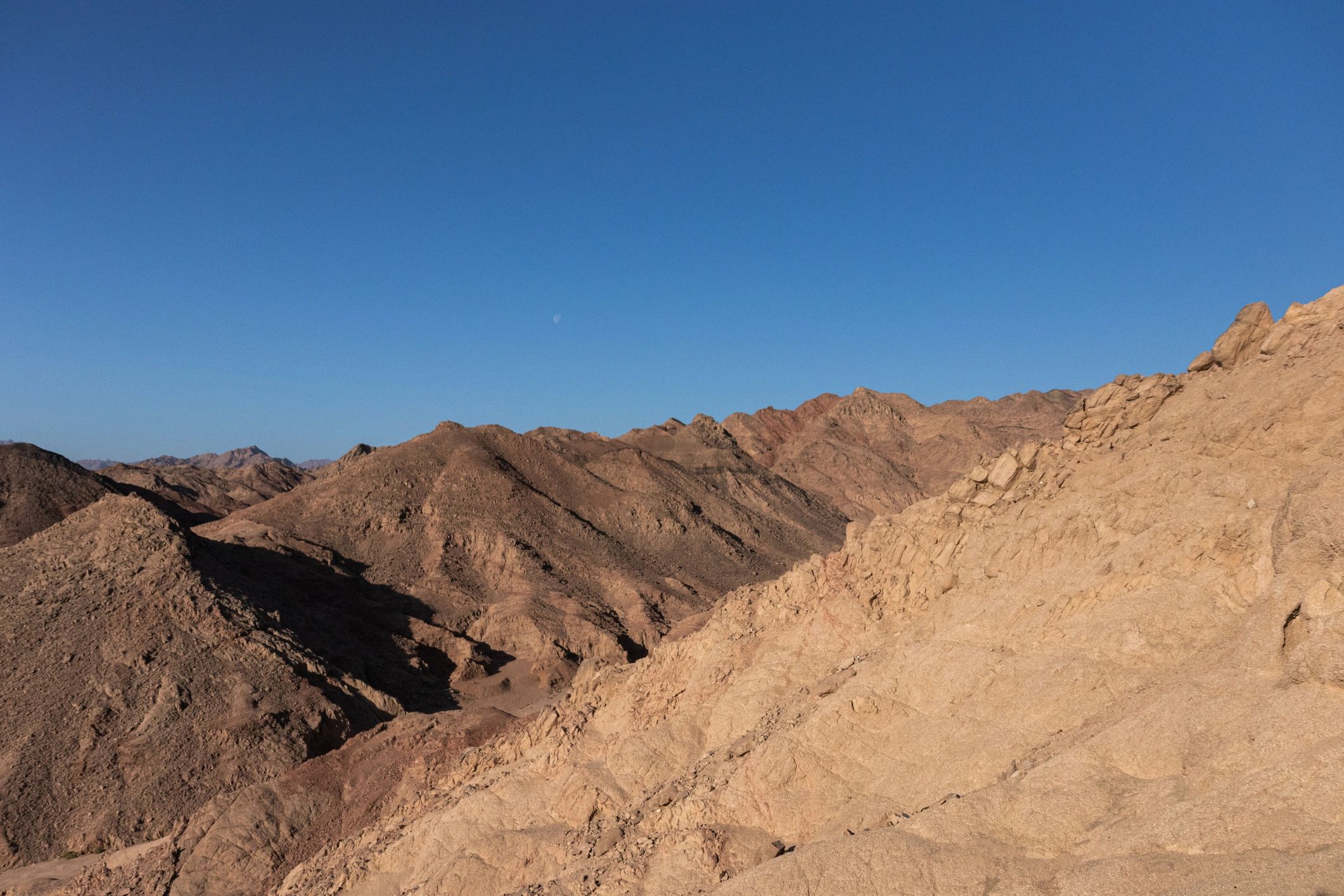 Wide desert mountain landscape in Egypt under clear sky