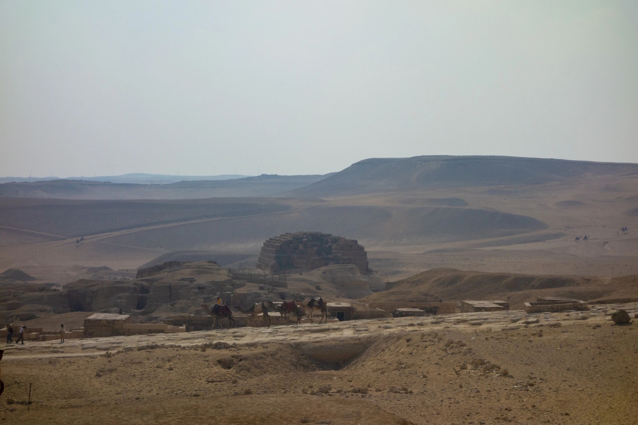 Visitors near the Great Pyramids of Egypt