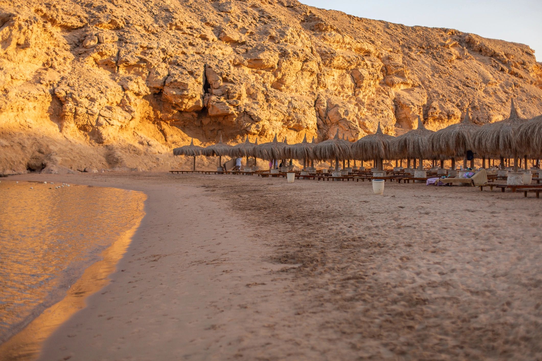 Desert mountains at sunset with peaceful atmosphere